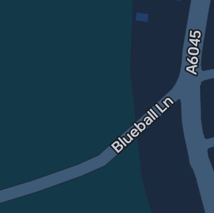 A map showing Blueball Lane in Manchester.