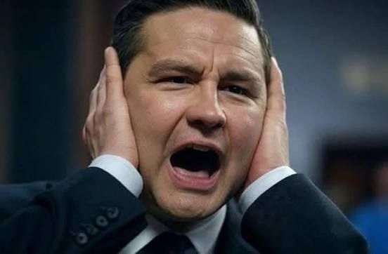 Pierre Poilievre covering his ears.