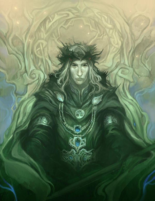 An illustration of Thranduil from The One Ring First Edition. 

This illustration didn’t make the corebook. It replaced a rejected piece of art by another artist, and was used in “Words of the Wise”, a free scenario by Dominic McDowall for the game. After that had to go away for contractual reasons, the art reappeared in… Heart of the Wild? Darkening of Mirkwood? Those two titles began as one book, so I don’t always know the split. 