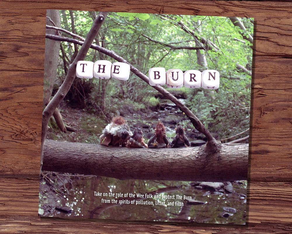 The new cover of The Burn standalone edition, showing a group of The Wee Folk sitting on a branch.