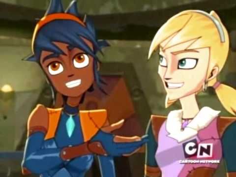 Screenshot of Piper and Cyclonis disquied as Lark in Storm Hawks