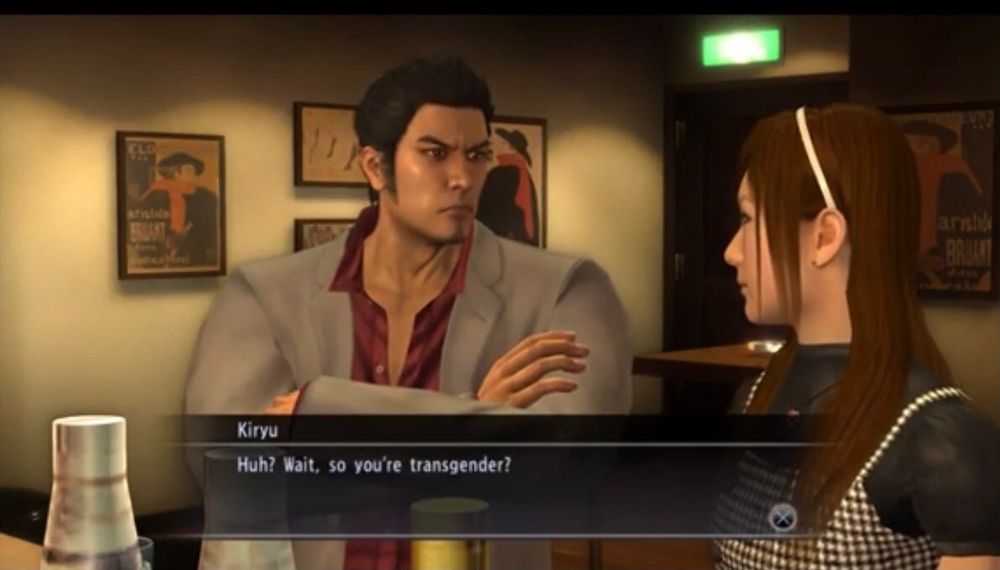 Kiryu saying, "Huh? Wait. So you'te transgender?"