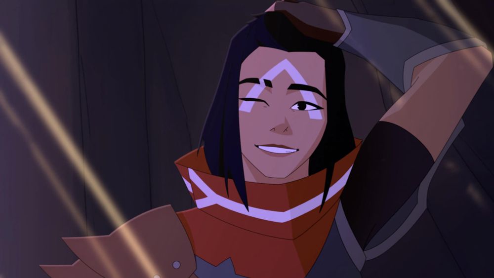 It's a still from a cutscene of Eternal Strands. Protagonist Bryn is smiling.