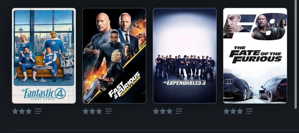 Fantastic Four, Hobbs & Shaw, Expendables 3, F8