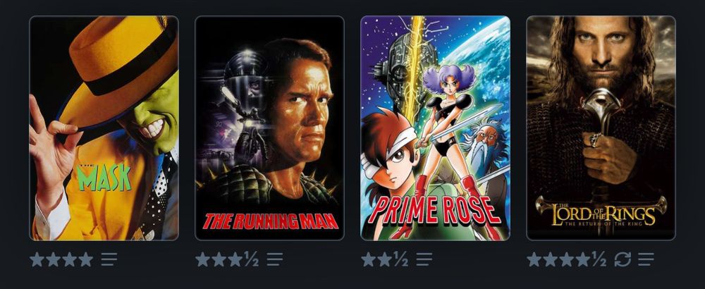 Gnarls’ last four watched: The Mask, The Running Man, Prime Rose, Lord of the Rings: Return of the King