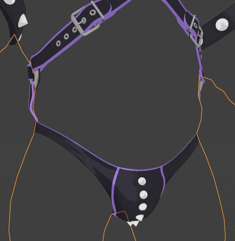 3d harness model and tight underwear with spikes in the middle
