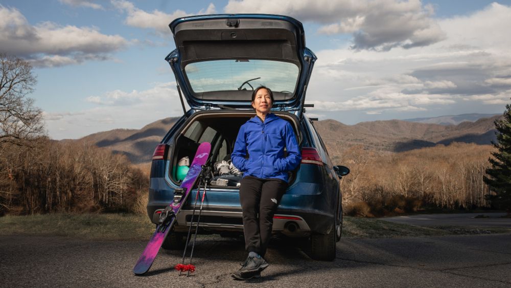 Linsey Marr overlooking the hills of Southwest Virginia.