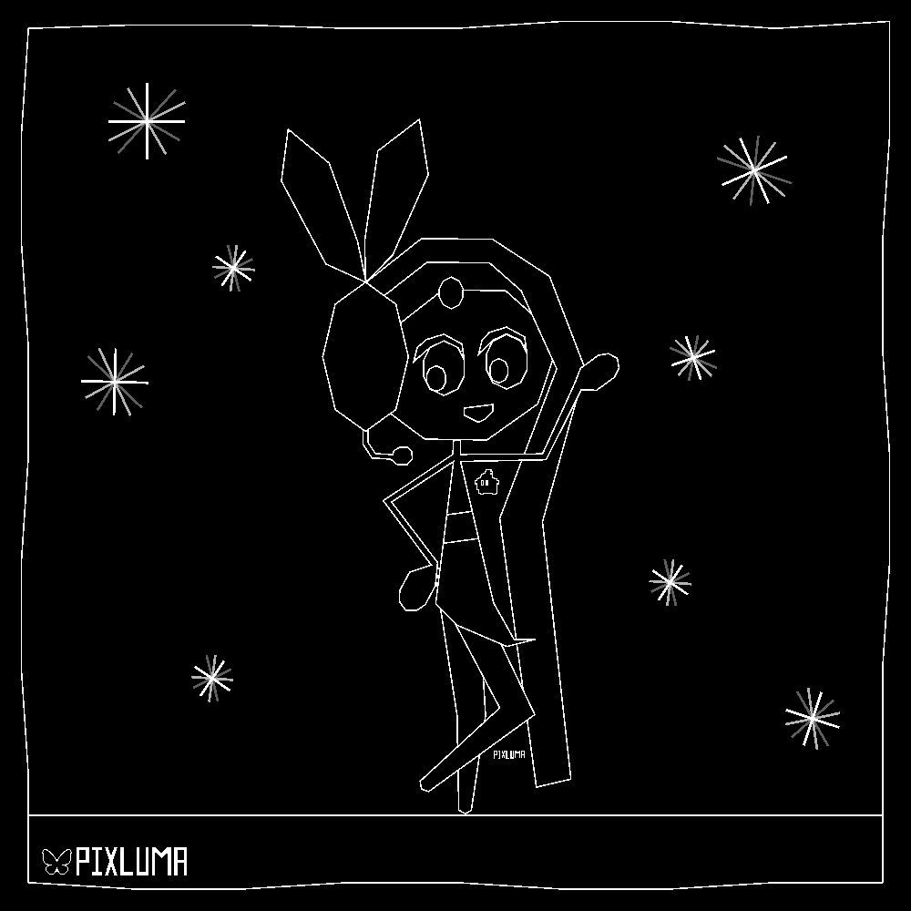 Meloetta but in the style of the videogame Vib ribbon for the ps1