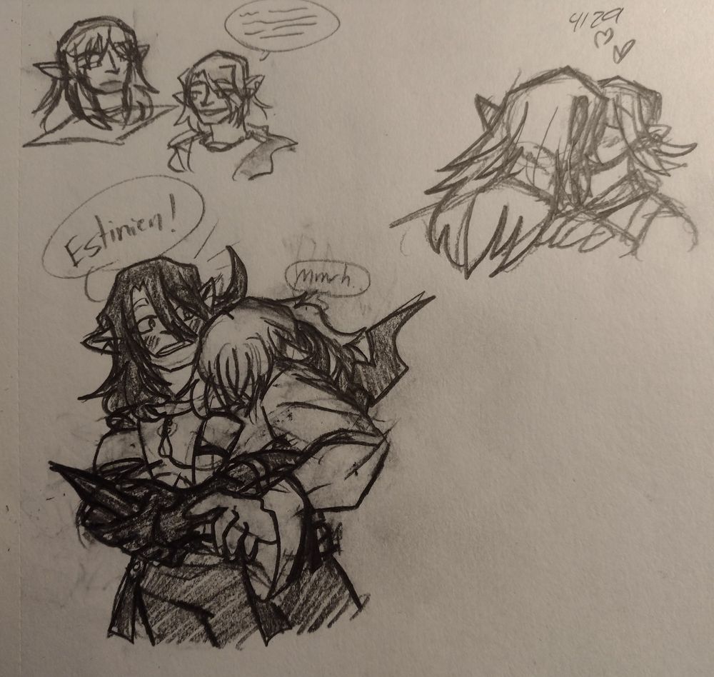 The Azure Dragoon silently clinging to his Warrior of Light after listening to him ramble for an hour straight. Then kisses him afterwards.