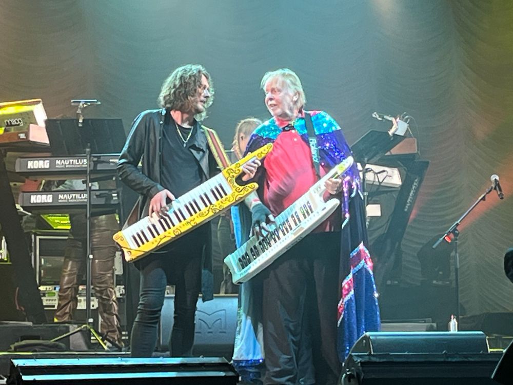 Adam and Rick Wakeman on keytars