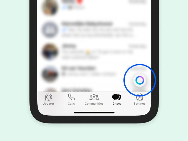 Screenshot showing Meta AI pinned at the top of the chat list, taking up space without an option to remove or hide it