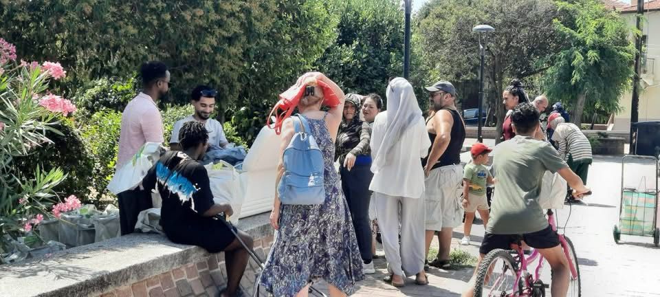 Bei unseren Verteilungen, viele Frauen und Kinder 