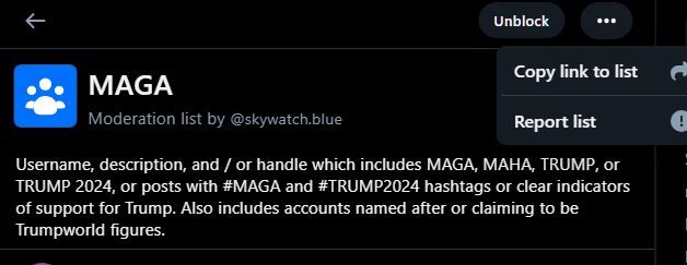 MAGA block list when you are subscribed to it.