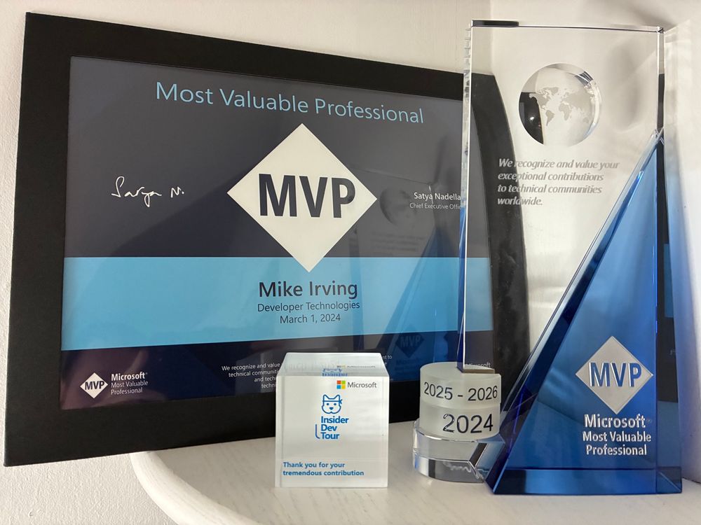 MVP Award Crystal, in front of certificate.