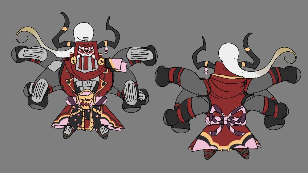 Chibi drawing of my Gilgamesh design. With a front and back view
