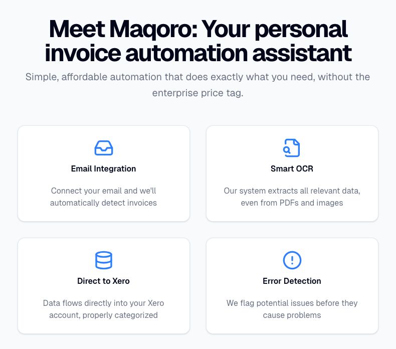 Maqoro - your invoice automation assistant. From your email to Xero. 