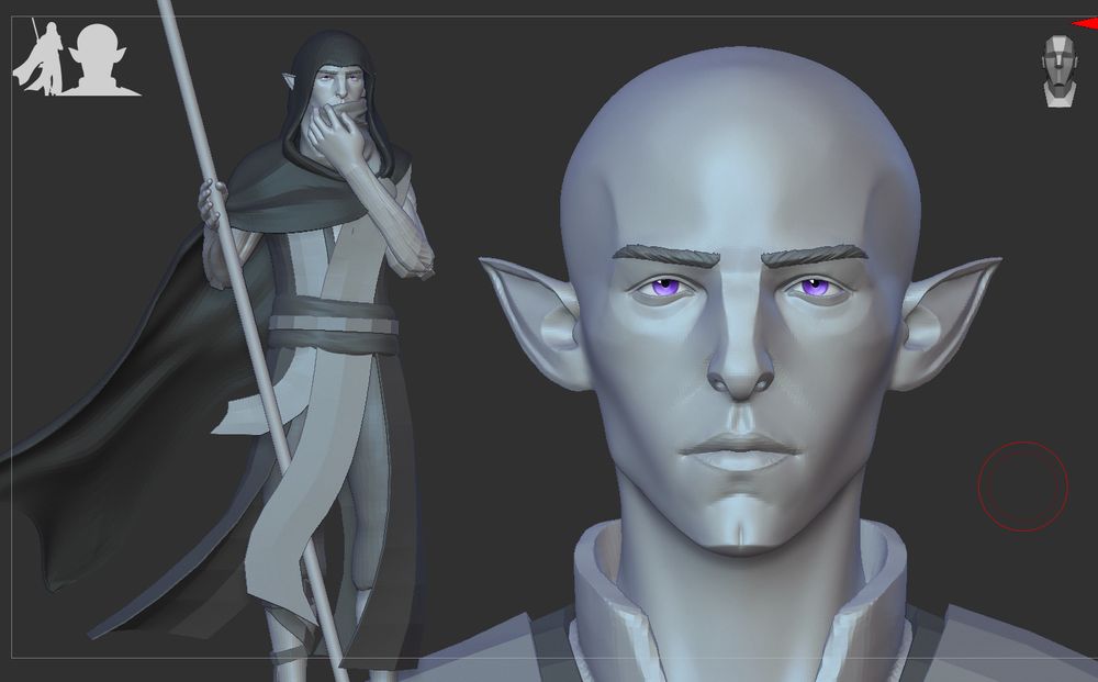Digital sculpture of Solas from the game Dragon Age