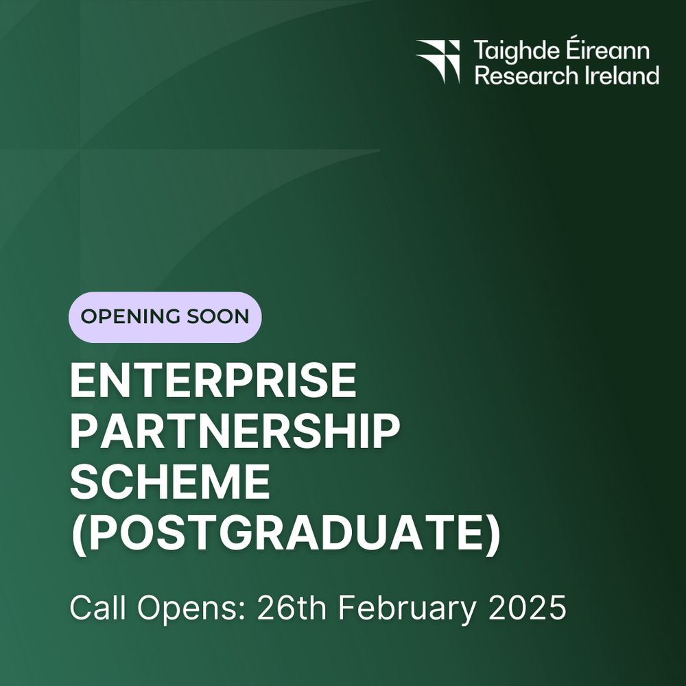 Graphic for Enterprise Partnership Scheme says 'Opening soon: Enterprise Partnership Scheme (Postgraduate). Call opens: 26th February 2025.