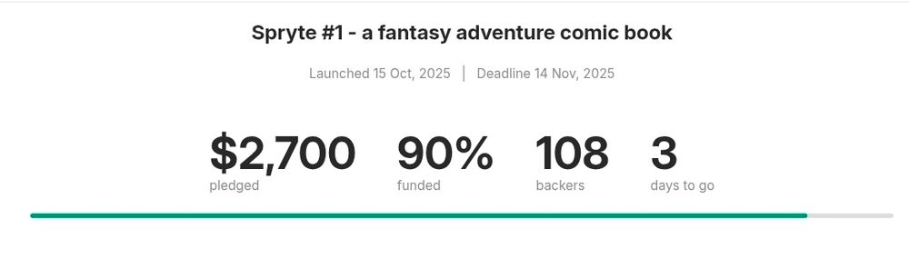 Kickstarter dashboard for Spryte #1.

$2700 pledged
90% funded
108 backers
3 days to go