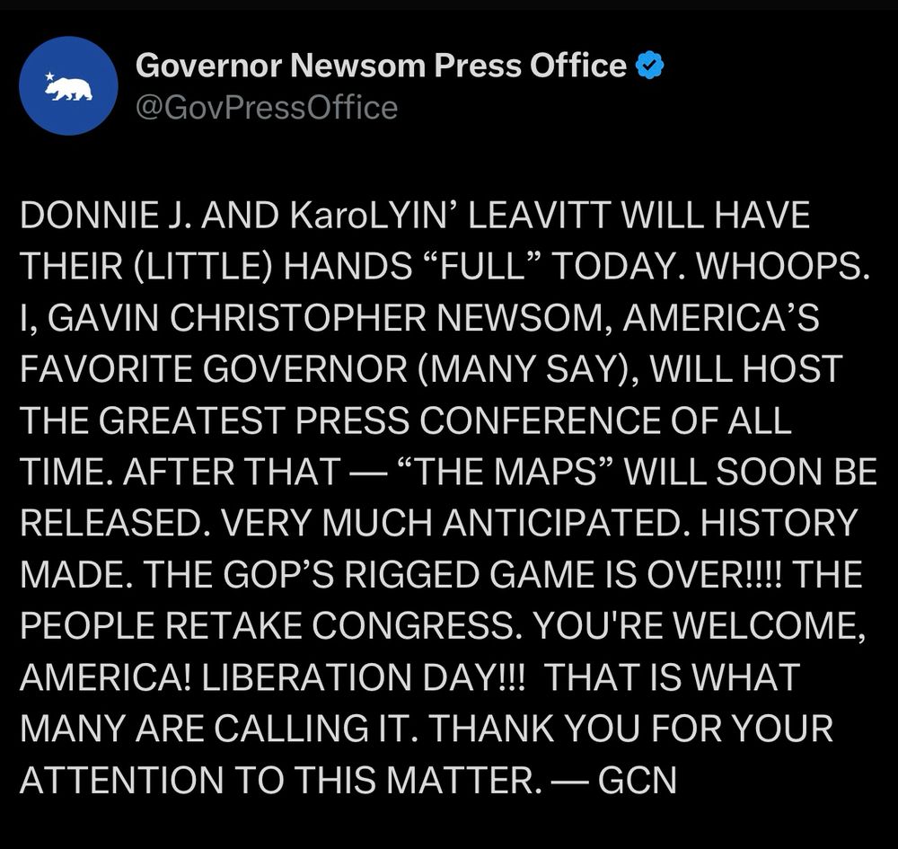 A post by Gavin Newsom’s Press Office 