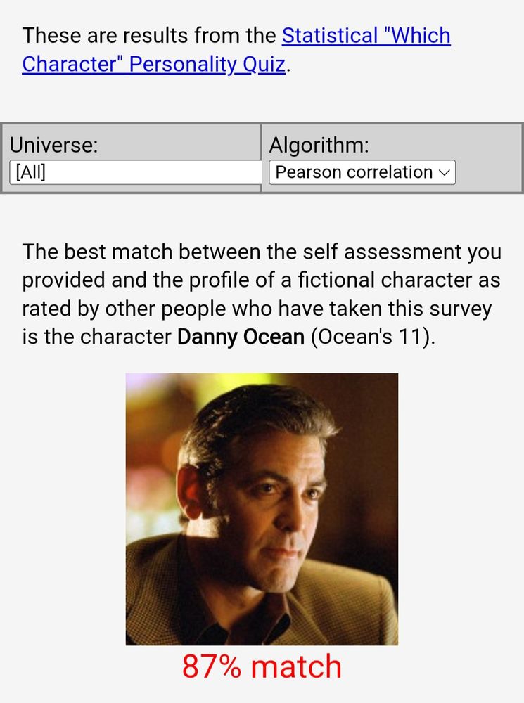 All universes: 87% match with Danny Ocean