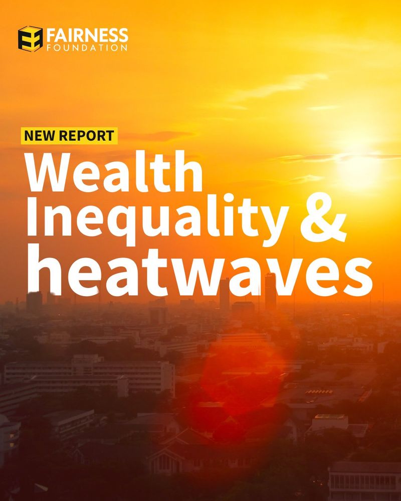 City under orange sky- headline reads wealth inequality and heatwaves