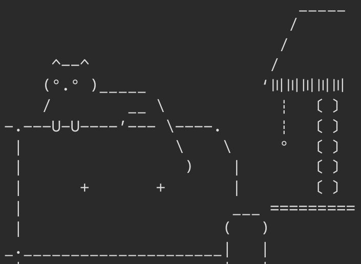 Ascii drawing of a cat residing on the couch back like a sphinx