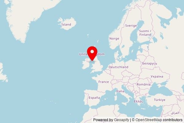 A zoomed in map showing a pin at the position of Saint George's Walk, Douglas, IM1 1QH, Isle of Man