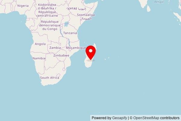 A zoomed in map showing a pin at the position of Jesosy Mamonjy, N 7, Firaisantsoa, 303 Anara I, Madagascar