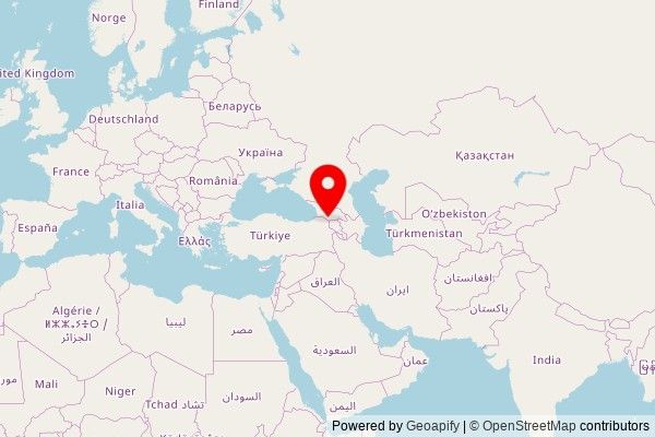 A zoomed in map showing a pin at the position of Ruins of Kumurdo Cathedral, შ 126, Kumurdo, Georgia