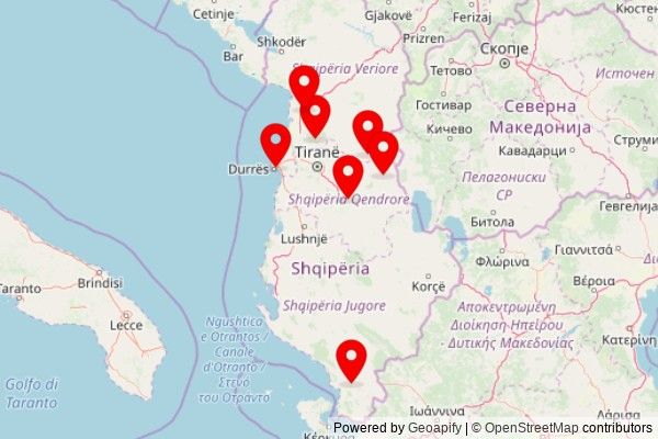 A map showing every place of worship we have visited so far in Albania including:
Kisha e Shën Venerandës in Lezhë Municipality
KISHA E MANASTIRIT TË SHËN KOLLIT in Brajlat
Türbe in Bashkia Bulqizë
Kisha ne Shpellen e Fshatit Kosharisht in Fushë Studën
Teqeja e Dollmës in Kruje
Shen Maria Elbasan in Elbasan
Kisha Ungjillore e Reformuar Durres in Bashkia Durrës