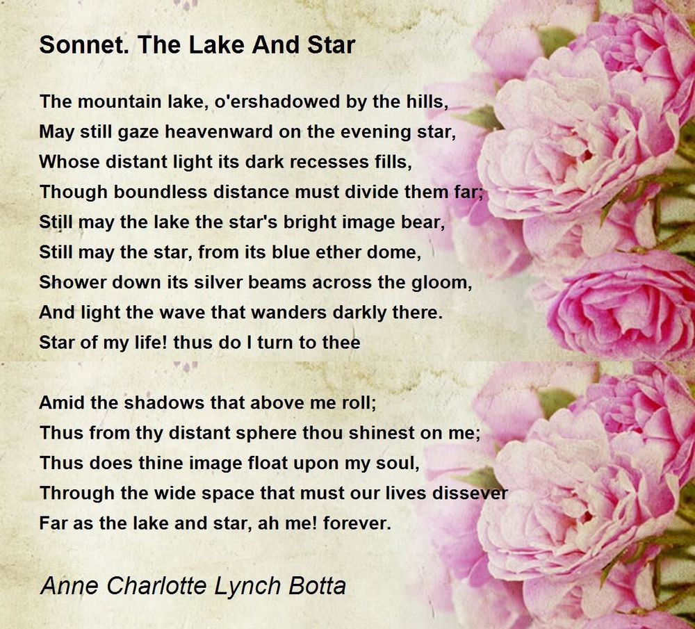 Sonnet. The Lake and the Star by Anne Charlotte Lynch Botta