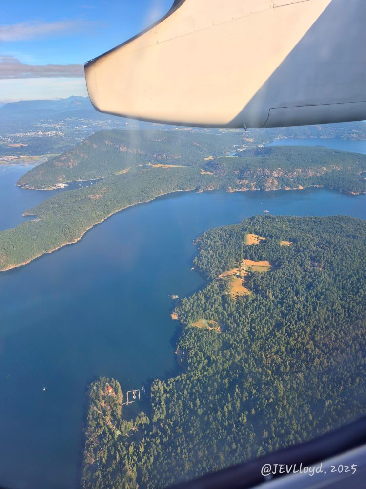 Photograph taken by Jennifer Lloyd of the gulf Islands as viewed from an airplane