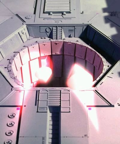 Closeup of the proton torpedoes entering the Death Star exhaust port at the climax of the original Star Wars 