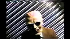 An unknown person in a Max Headroom mask. Still from the incident November 22, 1987