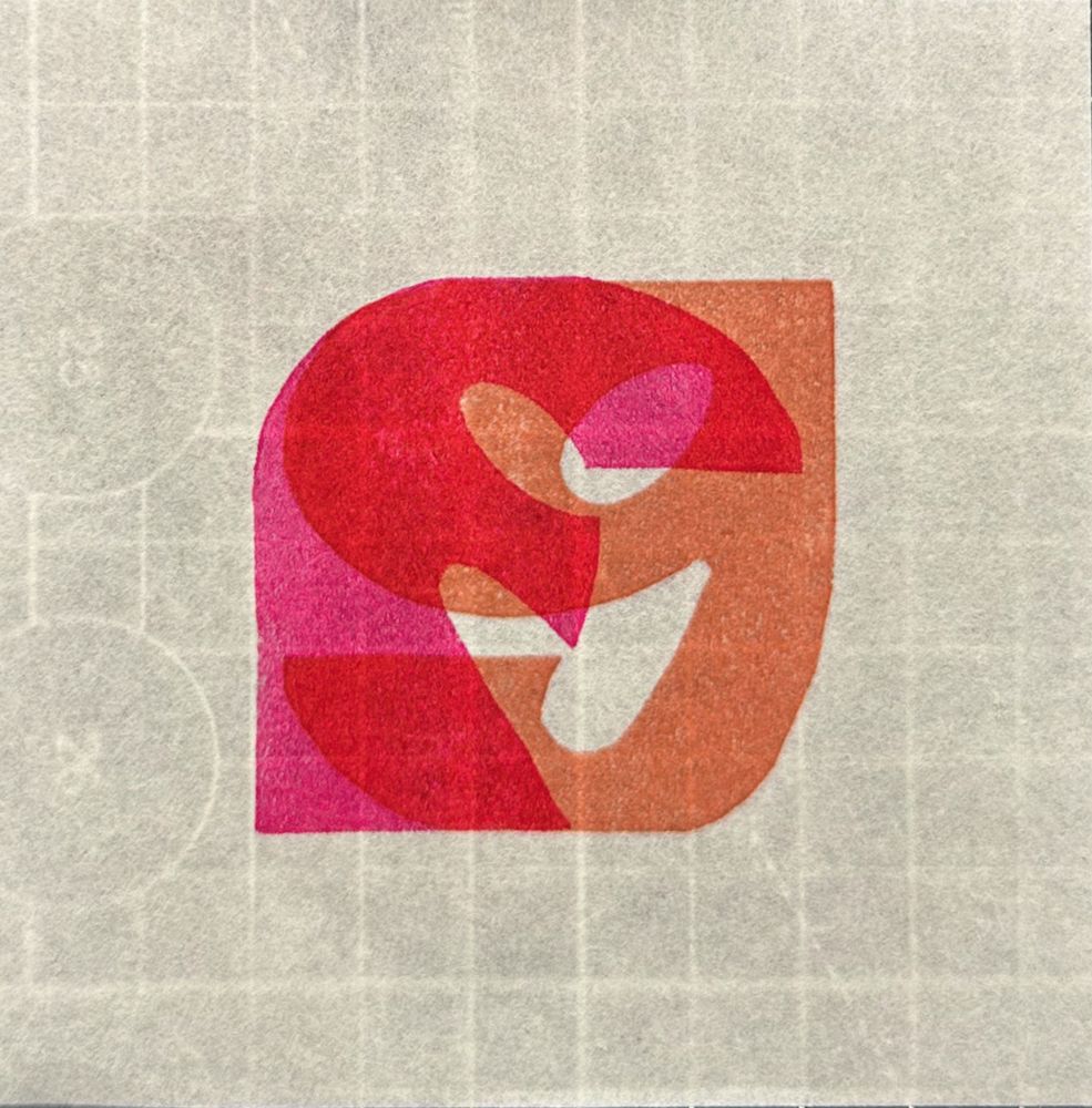 Linocut and printed letters G and F