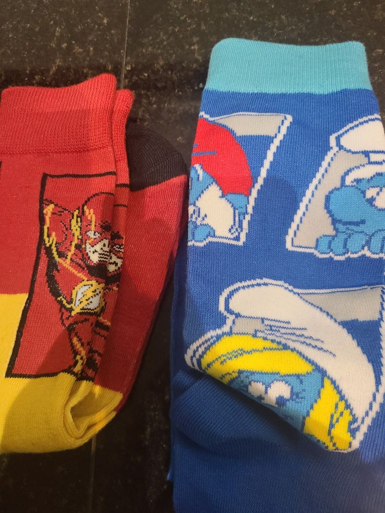 Some Flash and Smurfs socks from Dollar Tree.