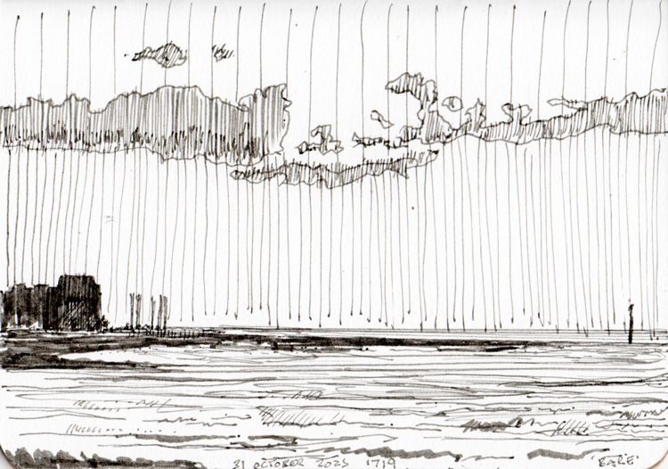 A pen and ink sketch of Morecambe Bay