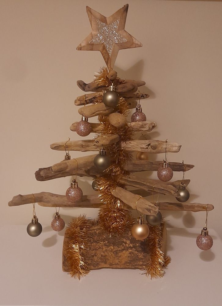 Christmas tree made from drift wood collected in Skinningrove North Yorkshire while on holiday recently. 