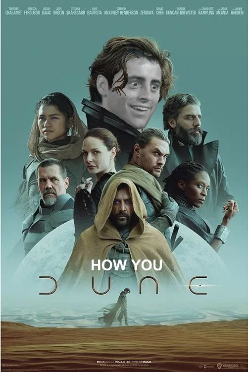 A poster for Dune, only Timothee Chalamet’s face has been replaced with Matt Le Blanc’s and the title now reads “How You Dune”