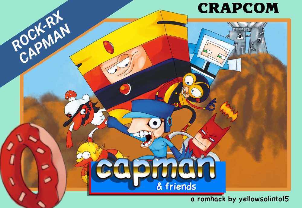 boxart for Capman & Friends spoofing the Rockman 1987 boxart