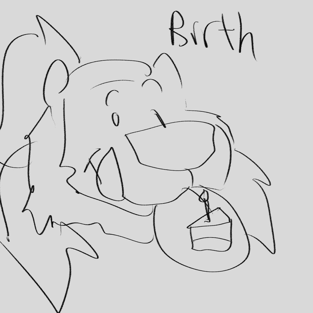 A big giant polar bear holding a slice of birthday cake with one candle on his tongue!