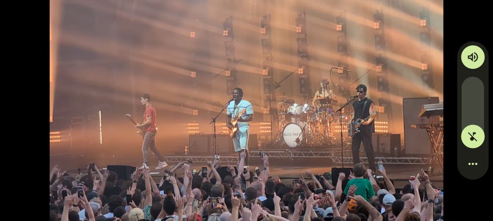 Bloc Party playing a gig at Castlefield Bowl in Manchester.