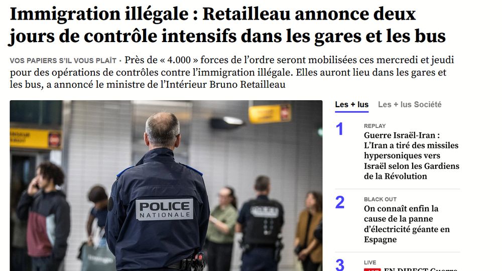 article de presse intitulé : immigration illégale : Retailleau annonce deux jours de contrôle intensifs dans les gares et les bus