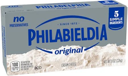 a box of Philadelphia Cream Cheese, but it's Philabieldia cream cheese