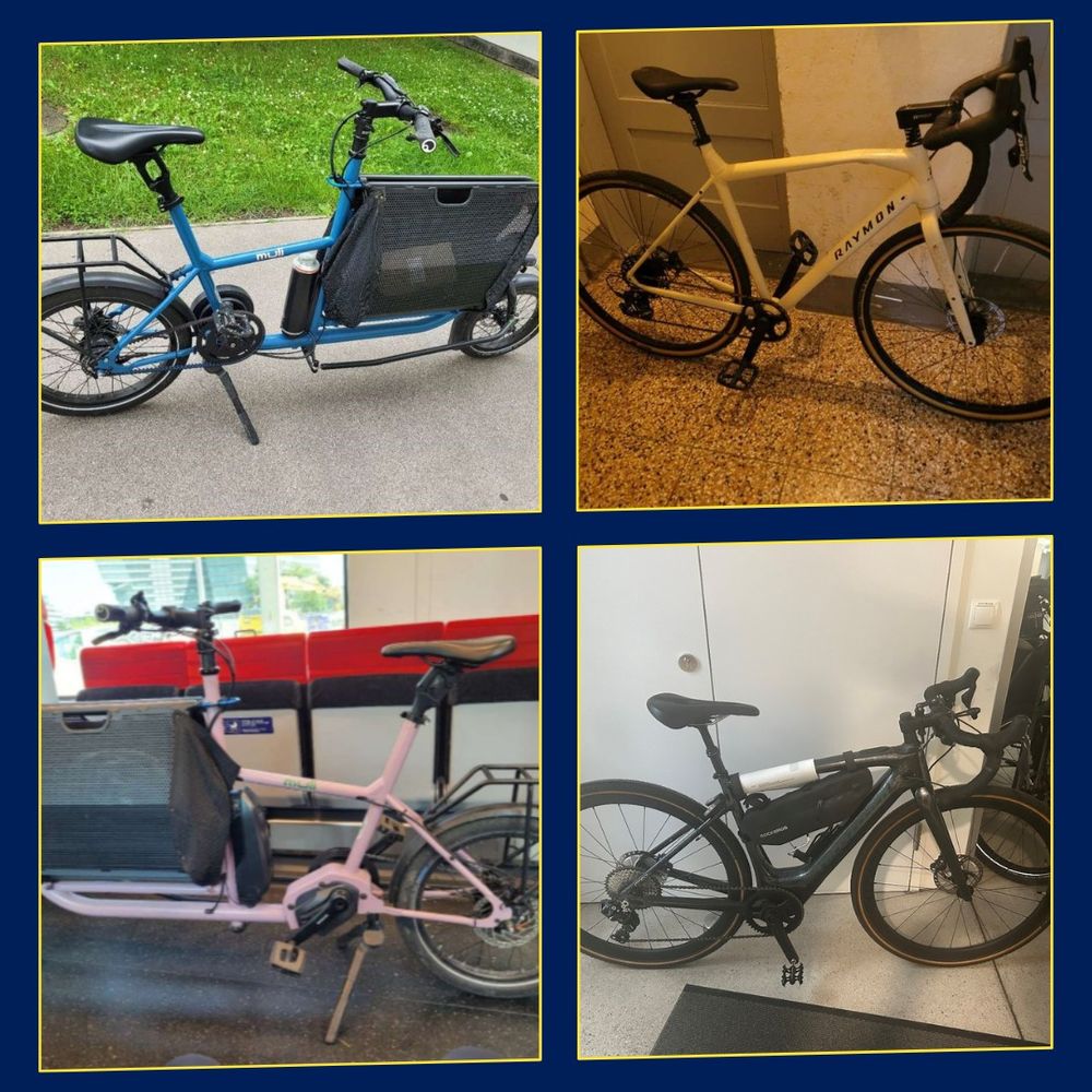 eine Collage von Fahrrädern