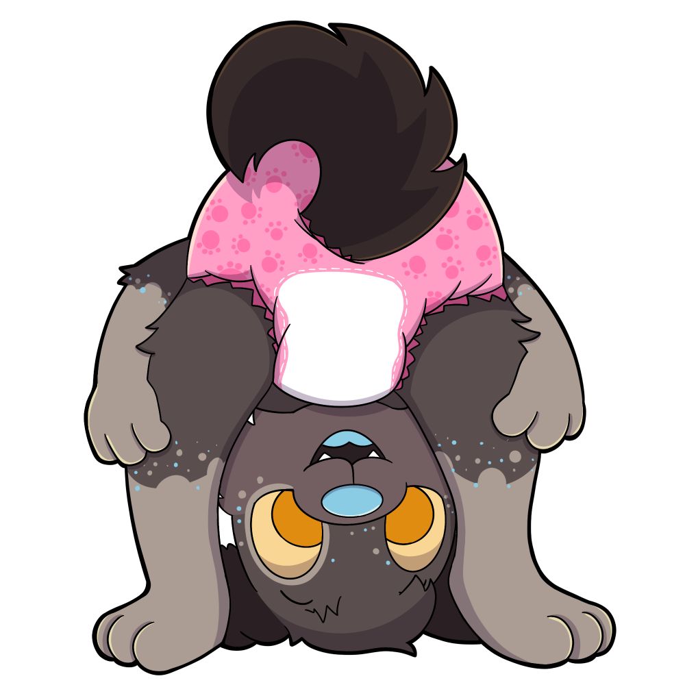 a telegram sticker of an upside down puppy wearing a diaper