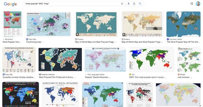 google I’mage search of "most popular" AND "map"