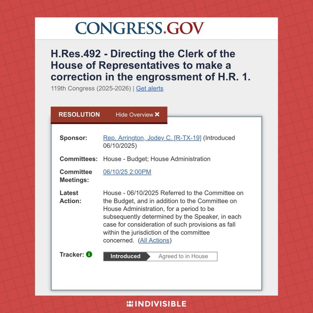 A screengrab from Congress.gov: “H.Res.492 - Directing the Clerk of the House of Representatives to make a correction in the engrossment of H.R. 1.”