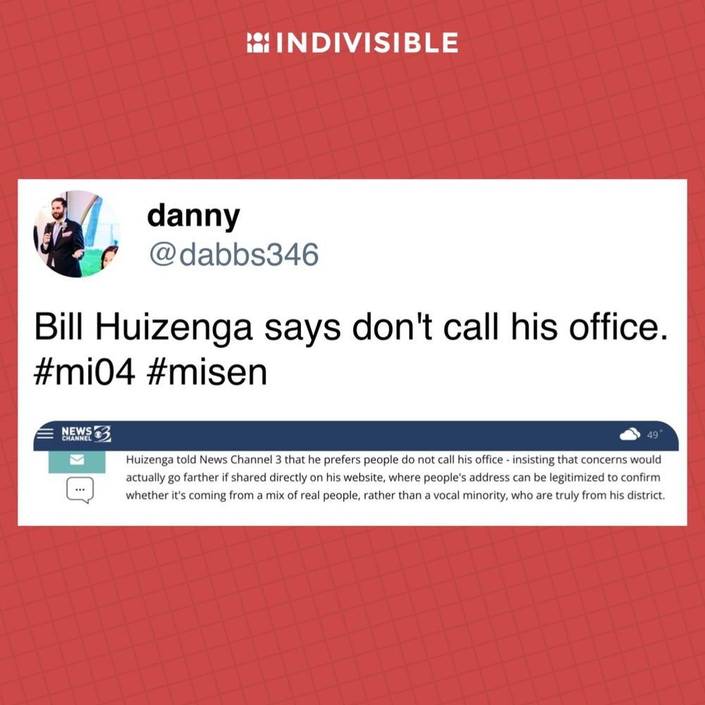 danny on Twitter: “Bill Huizenga says don't call his office. #mi04 #misen”